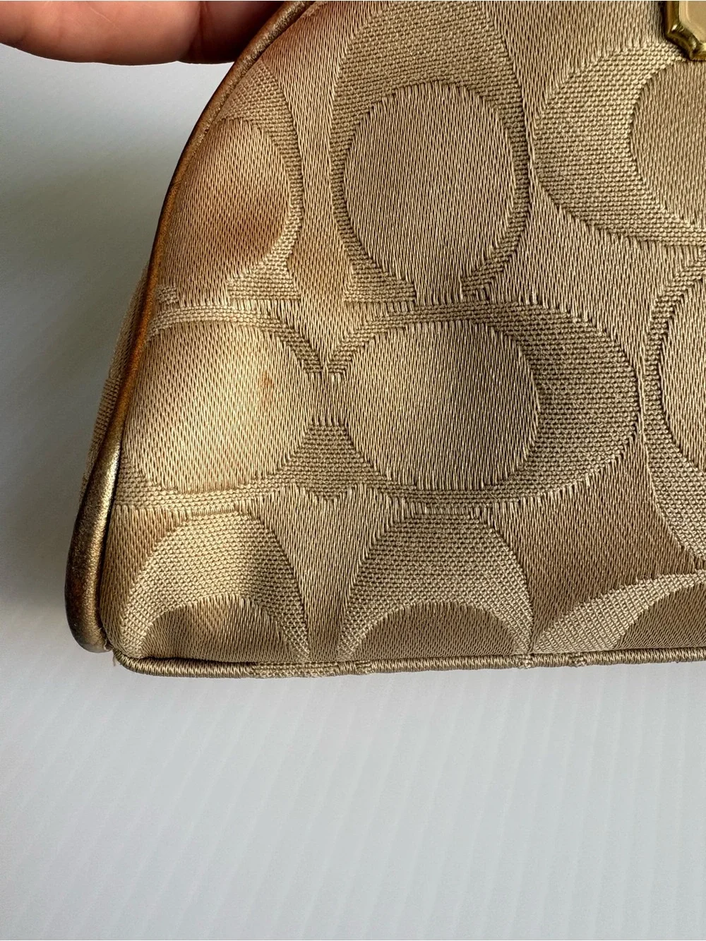 Coach Metallic Gold Monogram Cosmetic Case Limited Edition EUC